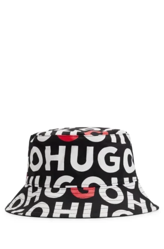 Kids’ reversible branded bucket hat in cotton canvas