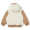 Kids’ reversible hooded jacket in twill and sherpa fleece
