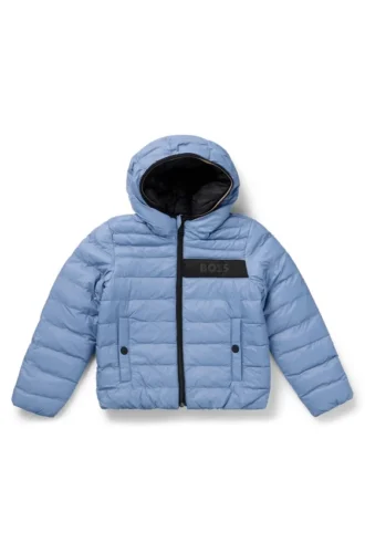 Kids’ reversible hooded jacket with water-repellent finish