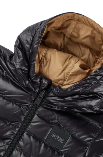 Kids’ reversible water-repellent down jacket with logo details