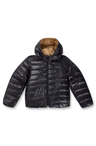 Kids’ reversible water-repellent down jacket with logo details