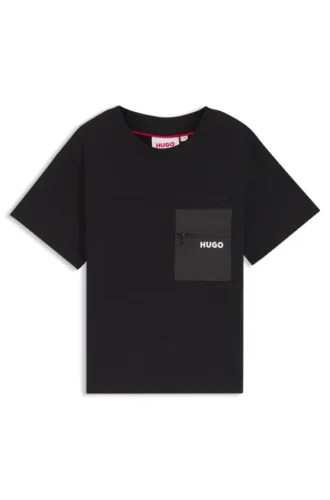 Kids’ ripstop-pocket T-shirt in cotton