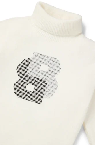Kids’ rollneck sweater dress with rhinestone Double B monogram