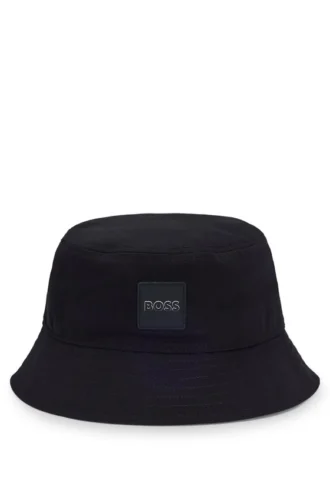 Kids’ rubber-logo bucket hat in cotton twill