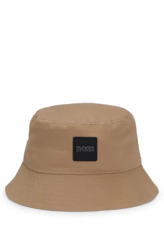 Kids’ rubber-logo bucket hat in cotton twill