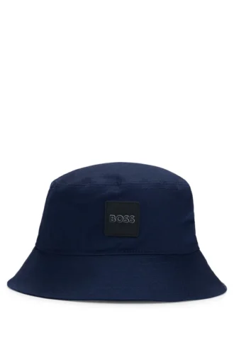 Kids’ rubber-logo bucket hat in cotton twill