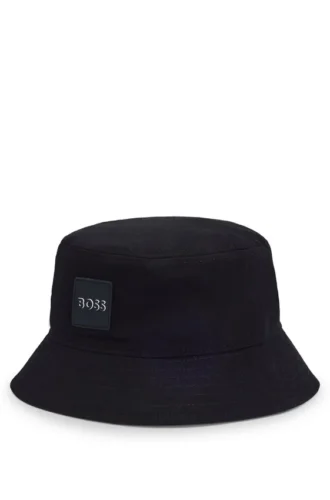 Kids’ rubber-logo bucket hat in cotton twill