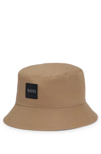 Kids’ rubber-logo bucket hat in cotton twill