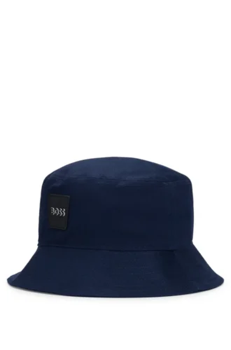 Kids’ rubber-logo bucket hat in cotton twill
