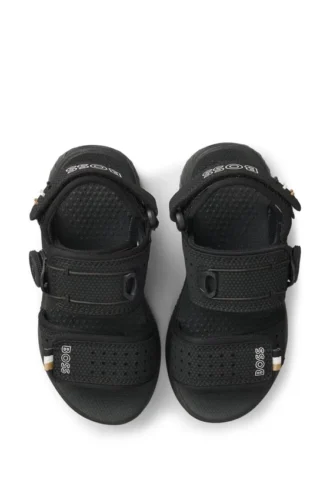 Kids’ sandals in faux leather and mesh