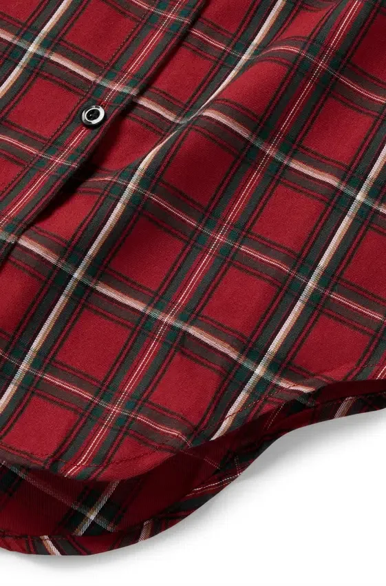 Kids’ shirt dress in checked cotton with logo print Kids’ shirt dress in checked cotton with logo print