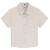 Kids’ shirt in linen and cotton with logo detail