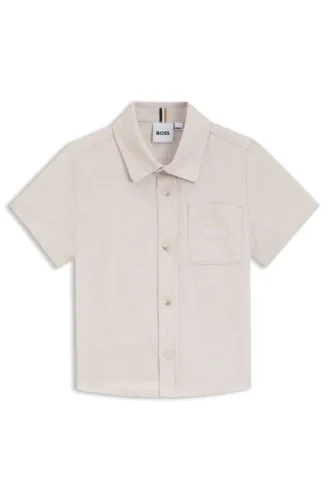 Kids’ shirt in linen and cotton with logo detail