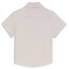Kids’ shirt in linen and cotton with logo detail