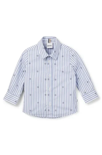 Kids’ shirt in striped cotton with Double B monograms