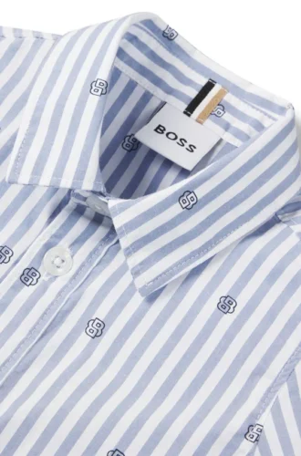 Kids’ shirt in striped cotton with Double B monograms