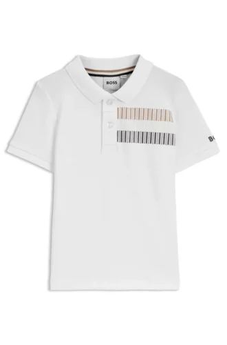 Kids’ signature-stripe polo shirt in stretch cotton