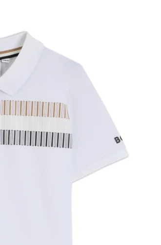 Kids’ signature-stripe polo shirt in stretch cotton