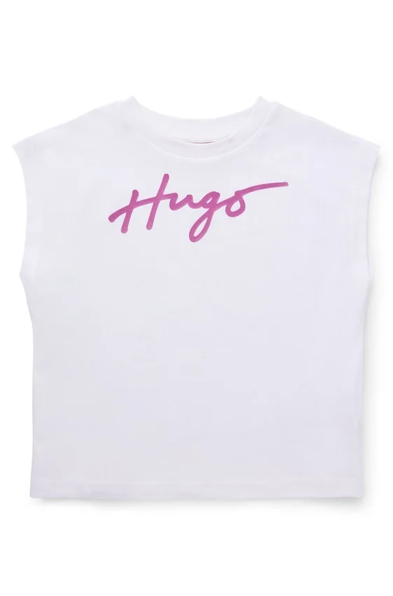Kids’ sleeveless cotton T-shirt with metallic logo Kids’ sleeveless cotton T-shirt with metallic logo