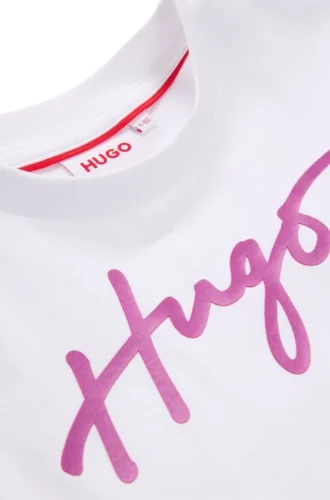 Kids’ sleeveless cotton T-shirt with metallic logo