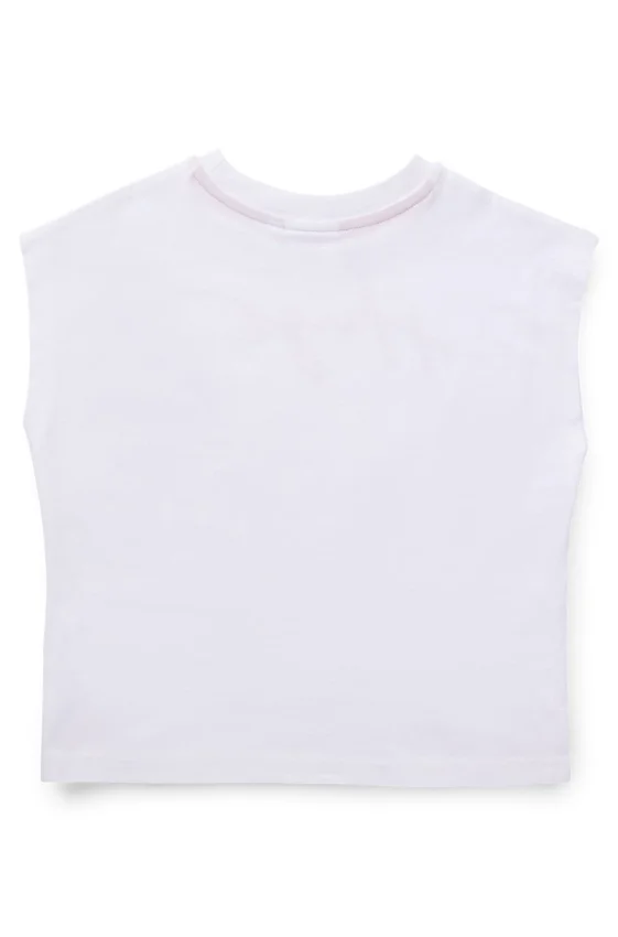 Kids’ sleeveless cotton T-shirt with metallic logo Kids’ sleeveless cotton T-shirt with metallic logo