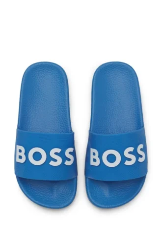 Kids’ slides with logo uppers Kids’ slides with logo uppers