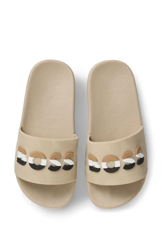 Kids’ slides with signature-stripe logo Kids’ slides with signature-stripe logo
