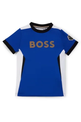 Kids’ slim-fit T-shirt with color-blocking and branding