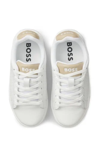 Kids’ sneakers in monogram-embossed leather