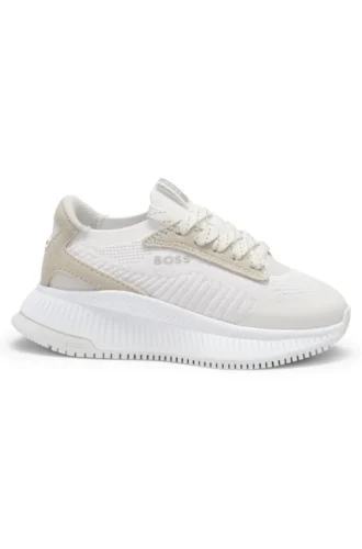 Kids’ sneakers with knit uppers and suede trim