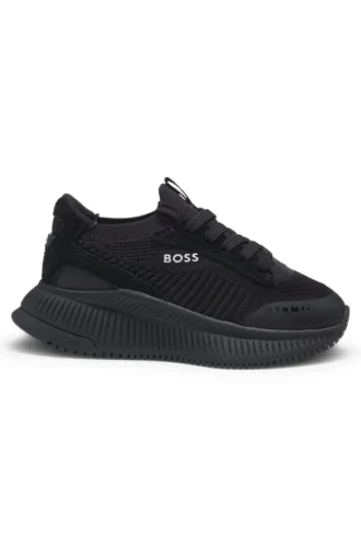 Kids’ sneakers with knit uppers and suede trim