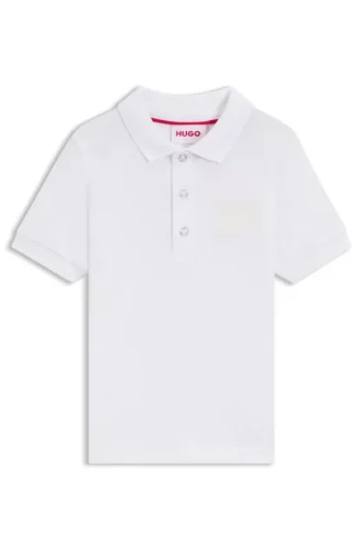 Kids’ split-logo polo shirt in stretch cotton