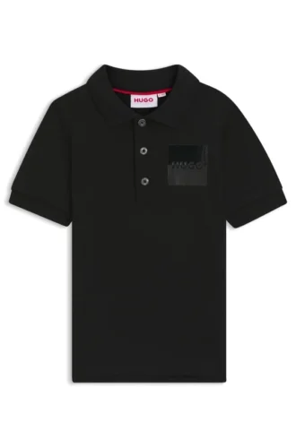 Kids’ split-logo polo shirt in stretch cotton