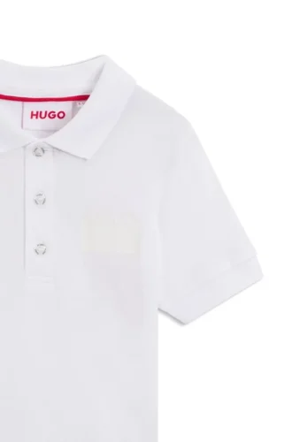 Kids’ split-logo polo shirt in stretch cotton