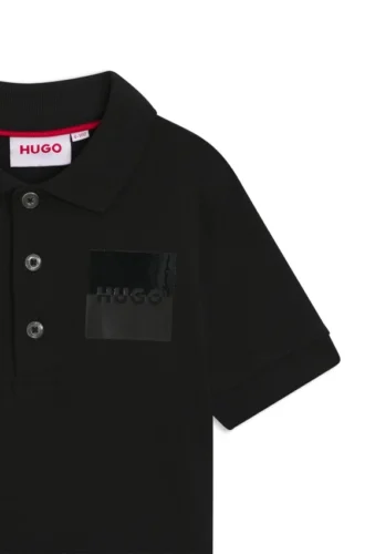 Kids’ split-logo polo shirt in stretch cotton