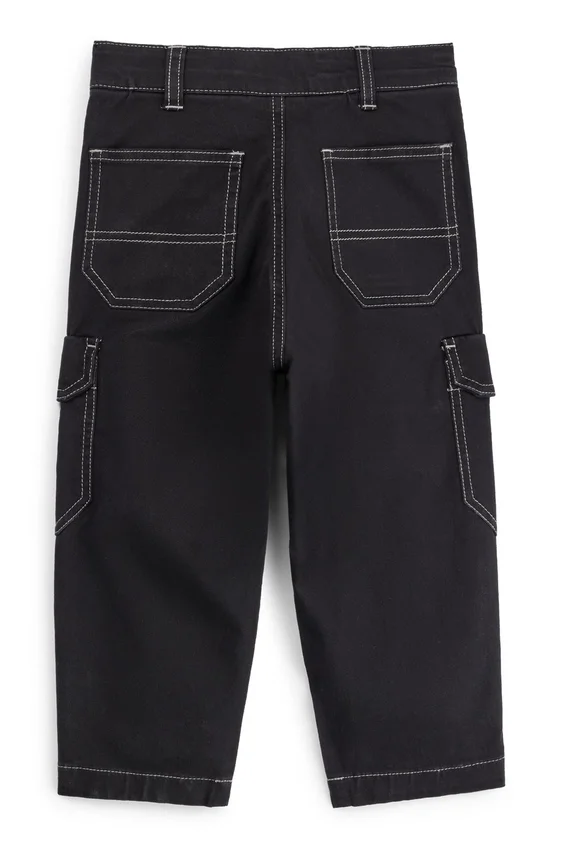 Kids’ stretch-cotton cargo trousers with red logo label Kids’ stretch-cotton cargo trousers with red logo label