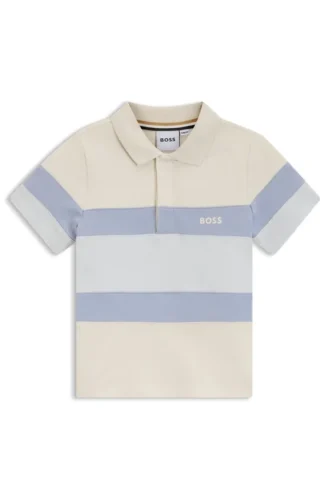 Kids’ stretch-cotton polo shirt with color-block stripes