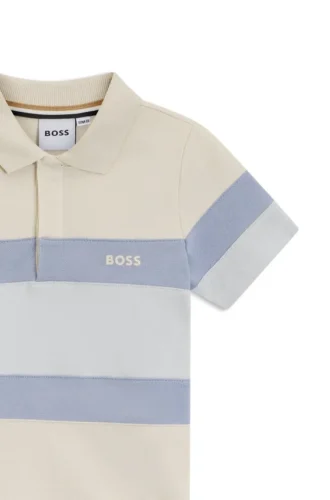 Kids’ stretch-cotton polo shirt with color-block stripes