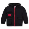 Kids’ stretch-cotton zip-up hoodie with red logo label