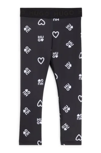 Kids’ stretch leggings with logo and hearts print Kids’ stretch leggings with logo and hearts print