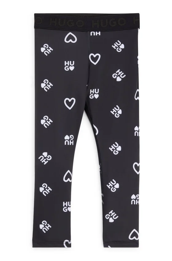 Kids’ stretch leggings with logo and hearts print Kids’ stretch leggings with logo and hearts print