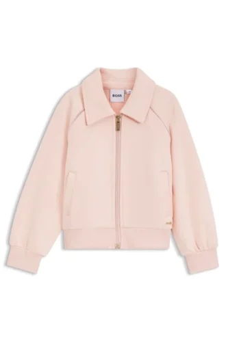 Kids’ stretch piqué cardigan with logo plaque