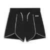 Kids’ stretch shorts with logo and piping