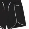 Kids’ stretch shorts with logo and piping