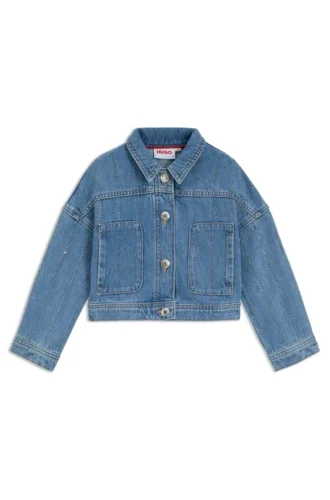 Kids’ stud-stripe jacket in blue denim