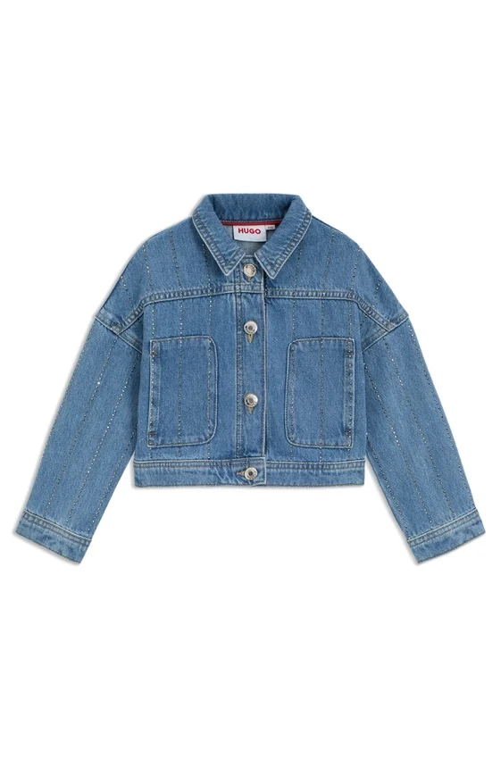 Kids’ stud-stripe jacket in blue denim Kids’ stud-stripe jacket in blue denim