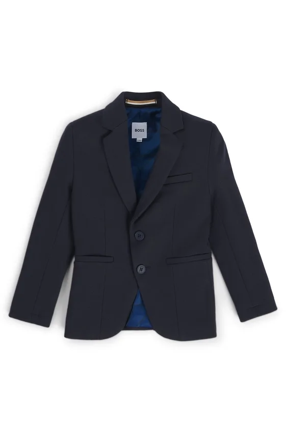 Kids’ suit jacket in stretch fabric with printed lining Kids’ suit jacket in stretch fabric with printed lining