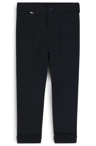 Kids’ suit trousers in stretch fabric with signature detailing