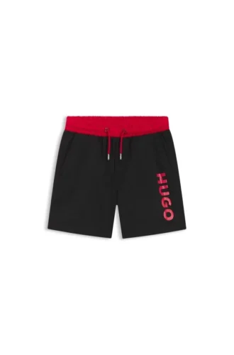 Kids’ swim shorts with contrast logo print