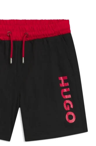 Kids’ swim shorts with contrast logo print